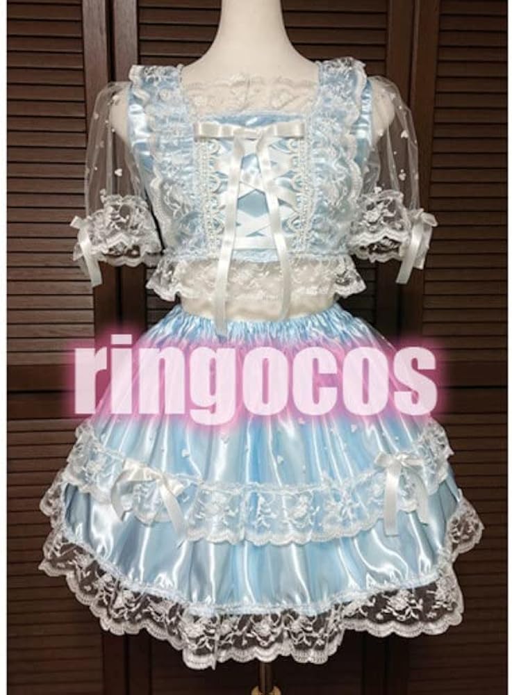 Amazon.co.jp: [HIRA] アイドル衣装 水色×白 編み上げリボン